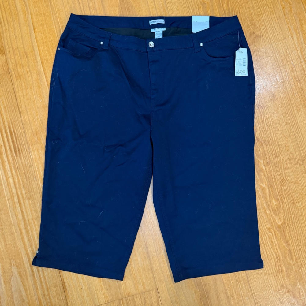 Catherines Sateen Stretch Navy Pants